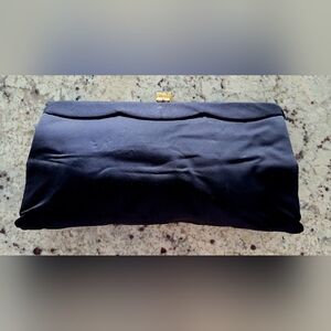Vintage Crown Lewis Black Silk Evening Clutch